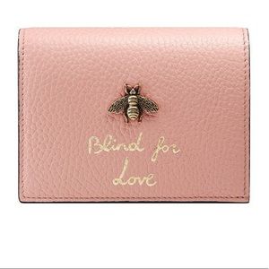 GUCCI Animalier Pink leather BLIND FOR LOVE Wallet